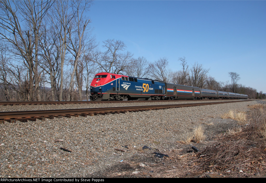 Amtrak train 43 westbound with 108 leading